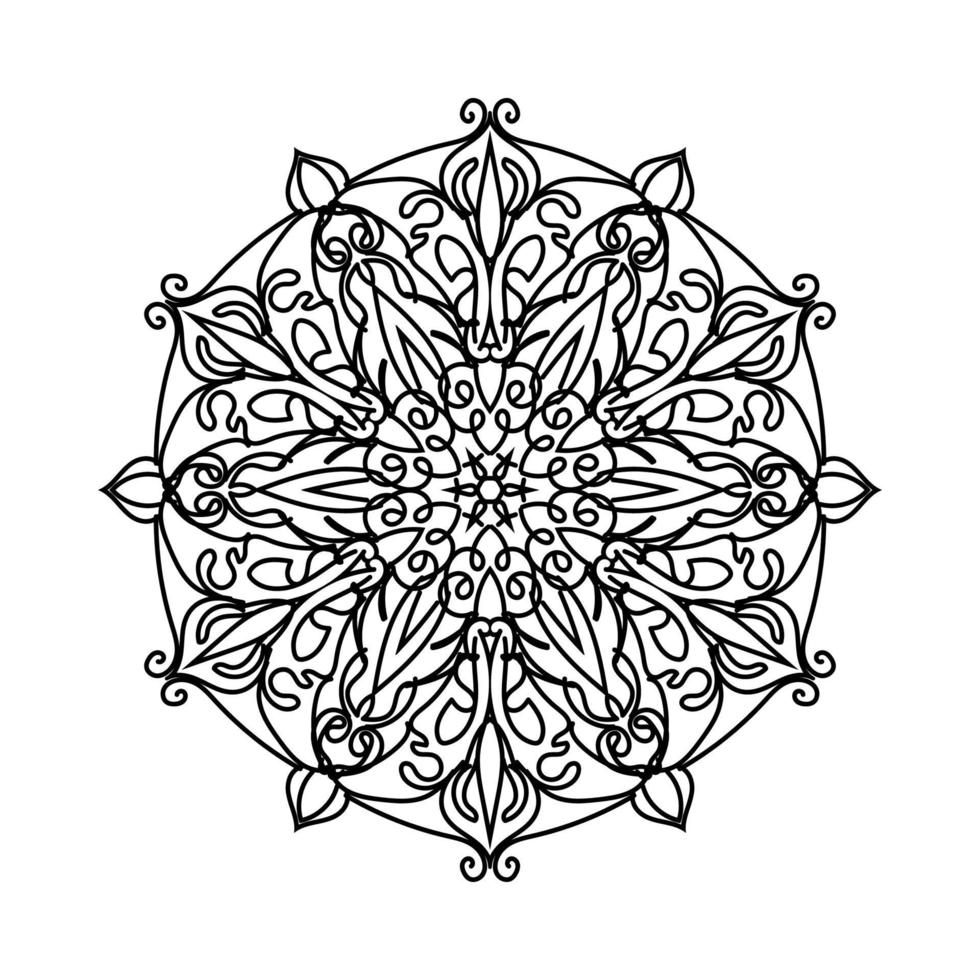 motif circulaire en forme de mandala pour la décoration de tatouage au henné mehndi. ornement décoratif de style oriental ethnique. page de livre de coloriage. vecteur