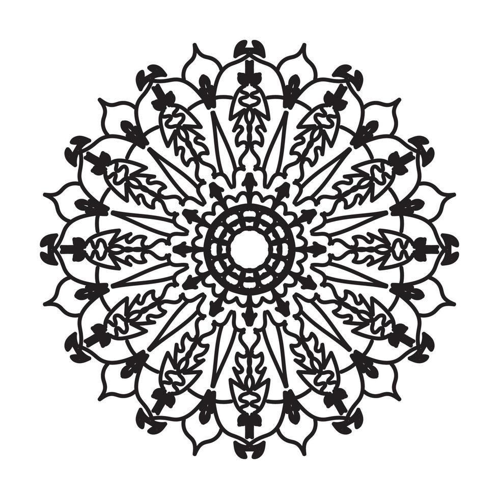 motif circulaire en forme de mandala pour la décoration de tatouage au henné mehndi. ornement décoratif de style oriental ethnique. page de livre de coloriage. vecteur