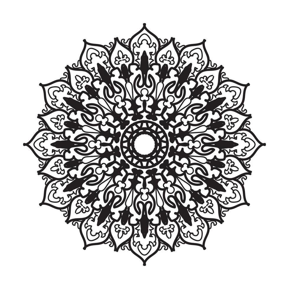 motif circulaire en forme de mandala pour la décoration de tatouage au henné mehndi. ornement décoratif de style oriental ethnique. page de livre de coloriage. vecteur