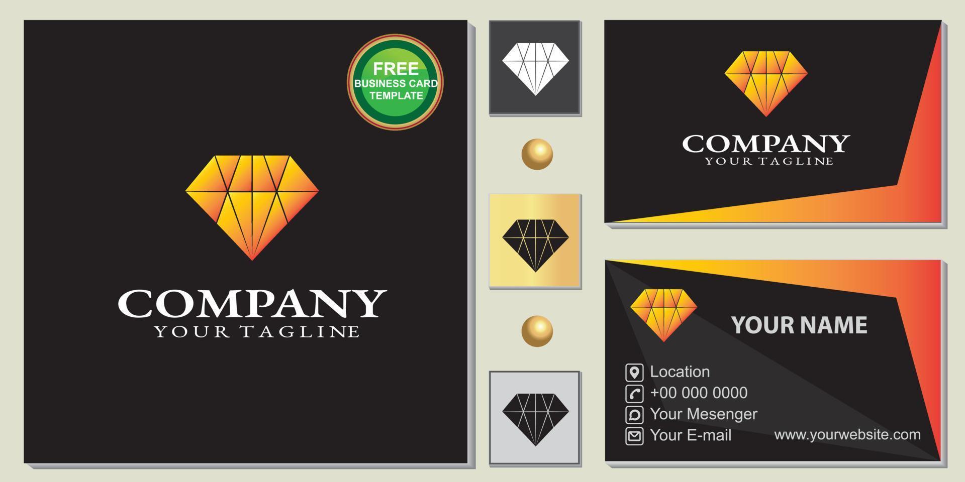 logo diamant de luxe, modèle de carte de visite premium simple et gratuit vecteur eps 10