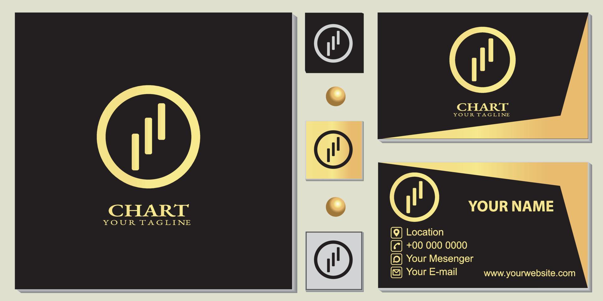 modèle premium de luxe or graphique forex cercle logo avec élégant vecteur de carte de visite eps 10