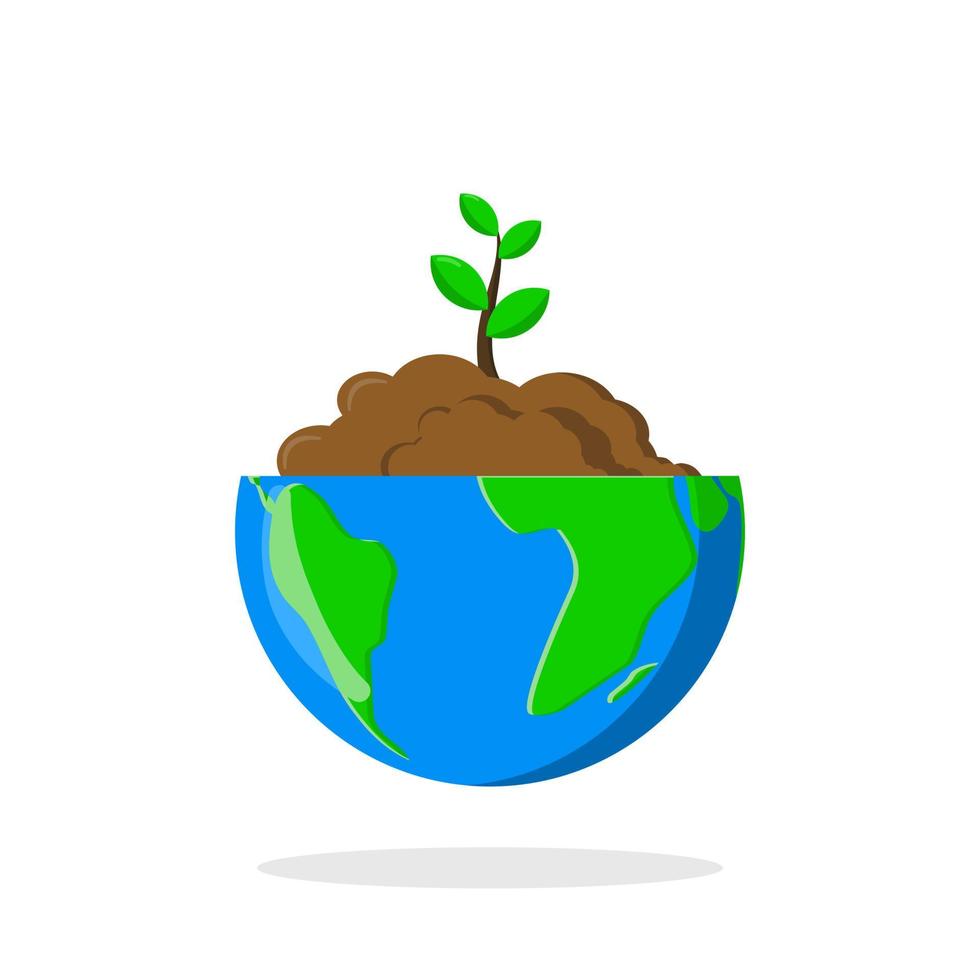 planter un arbre dans l'illustration du thème du jour de la terre vecteur