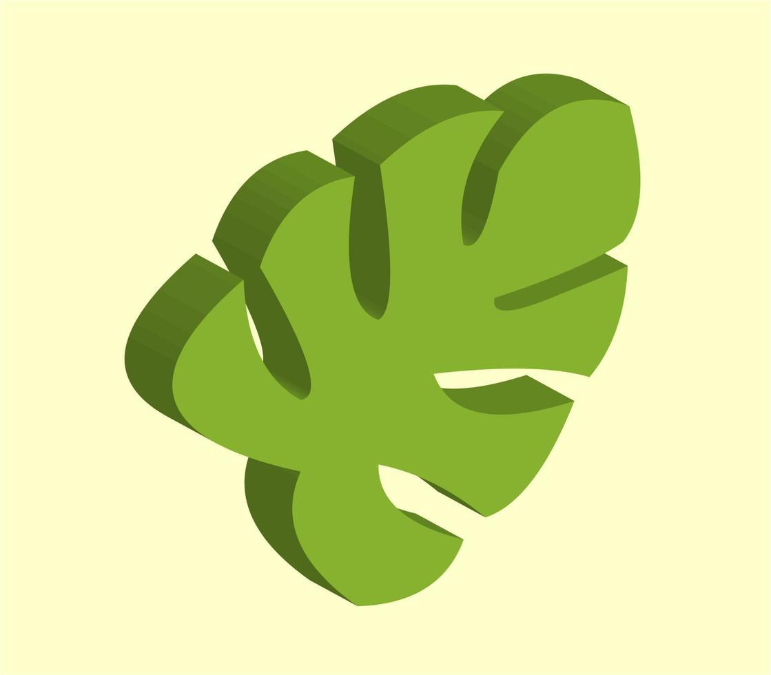 icône vectorielle 3d feuilles vertes tropicales monstera, idéales pour vos images de propriété vecteur