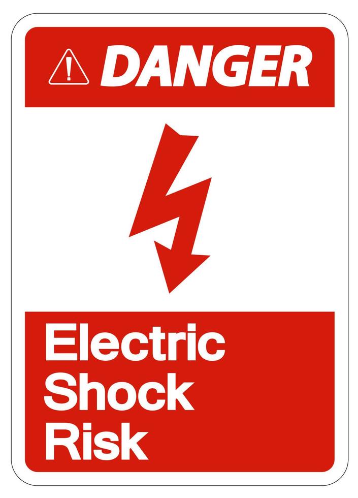 Symbole de risque de choc électrique danger signe sur fond blanc vecteur