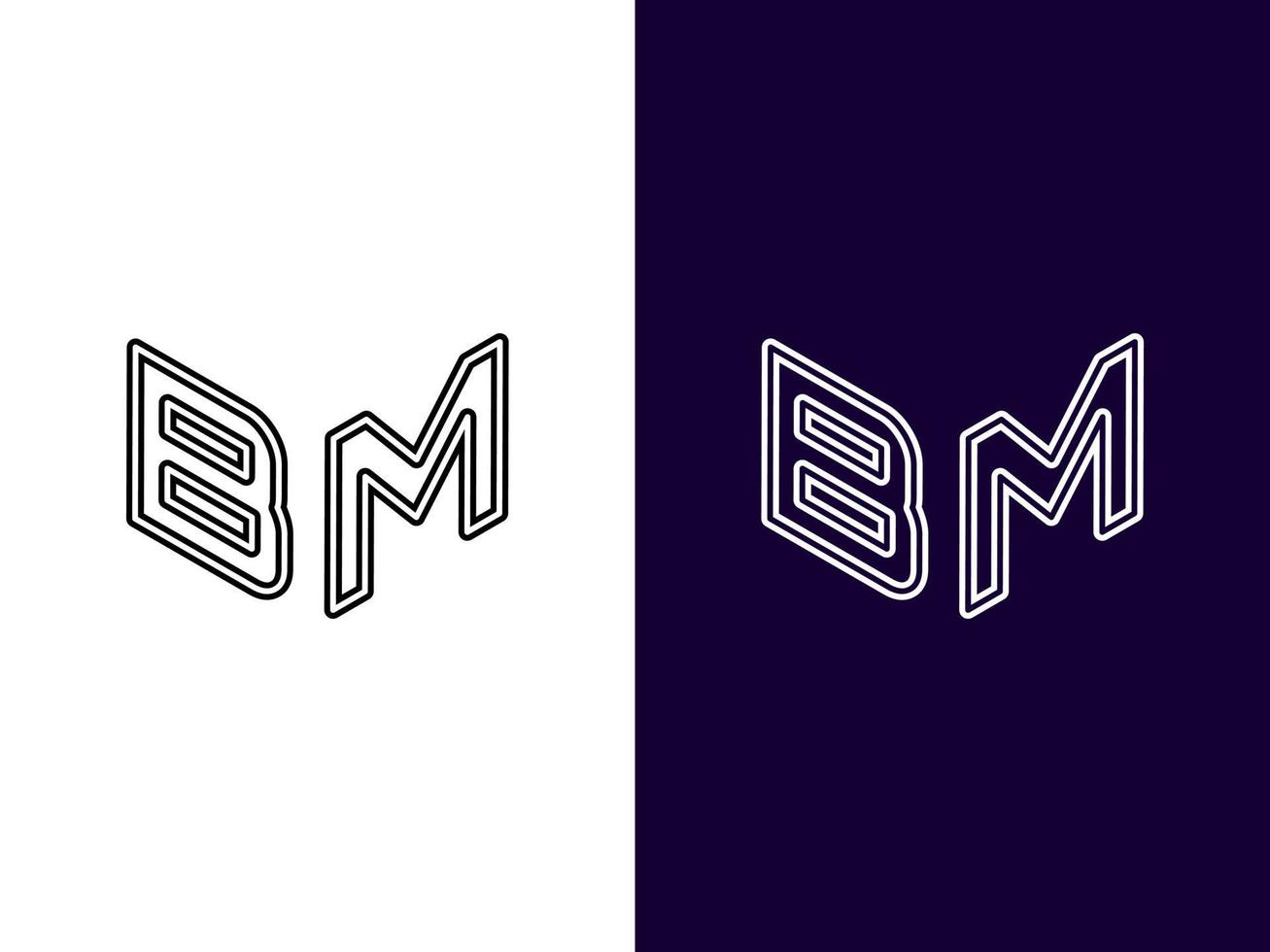 lettre initiale bm création de logo 3d minimaliste et moderne vecteur