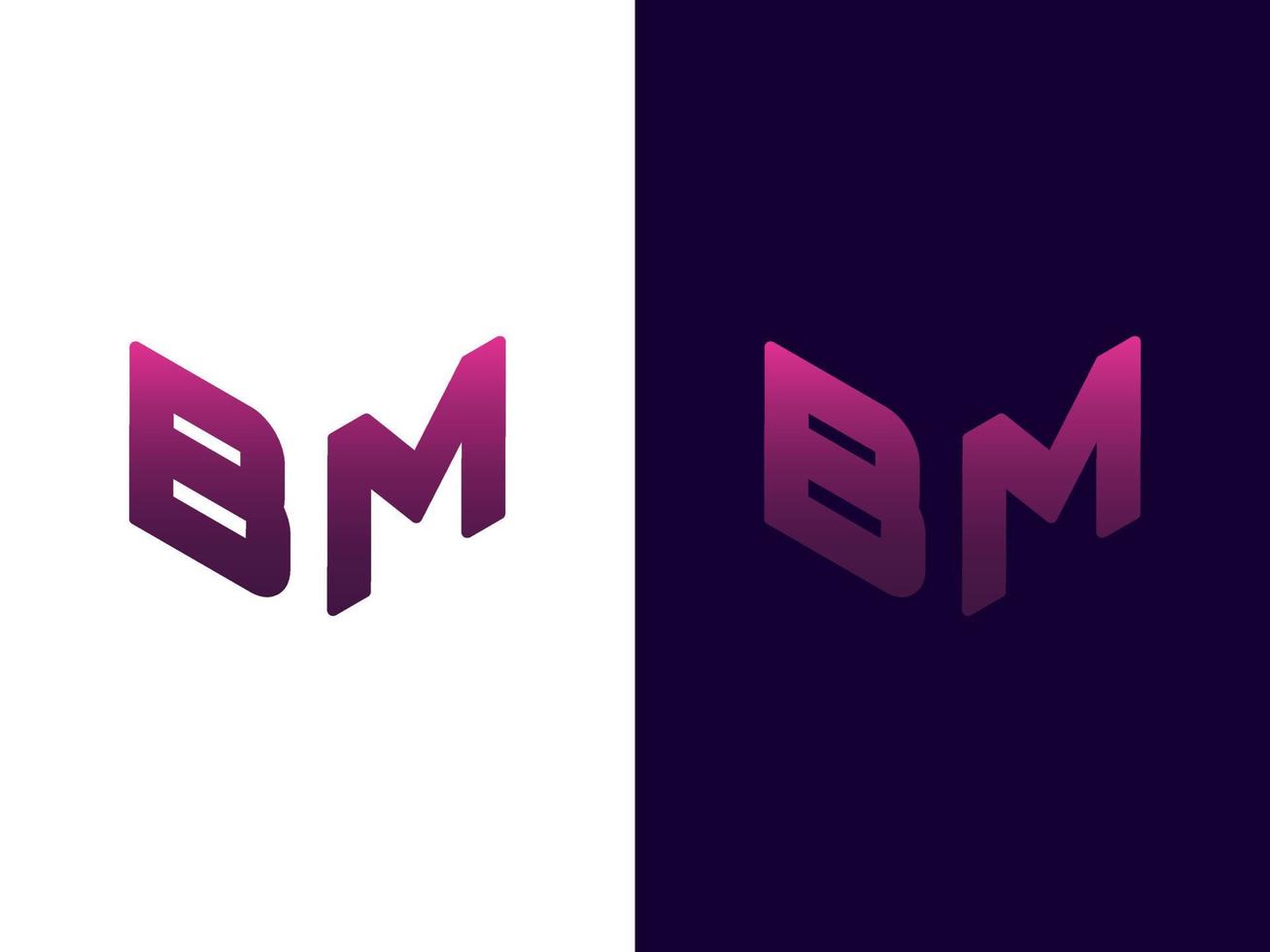 lettre initiale bm création de logo 3d minimaliste et moderne vecteur
