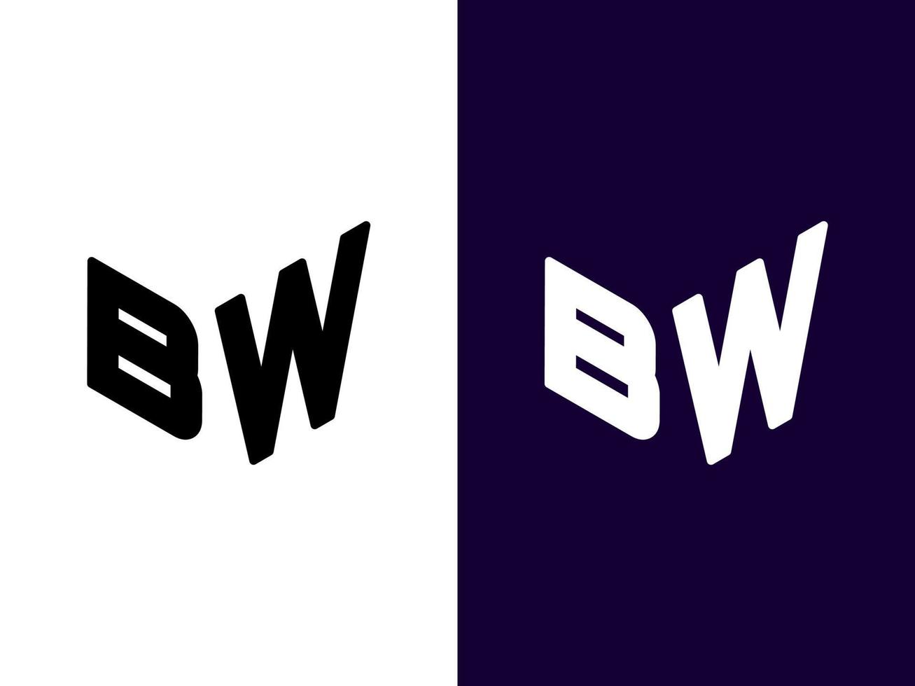 lettre initiale bw création de logo 3d minimaliste et moderne vecteur