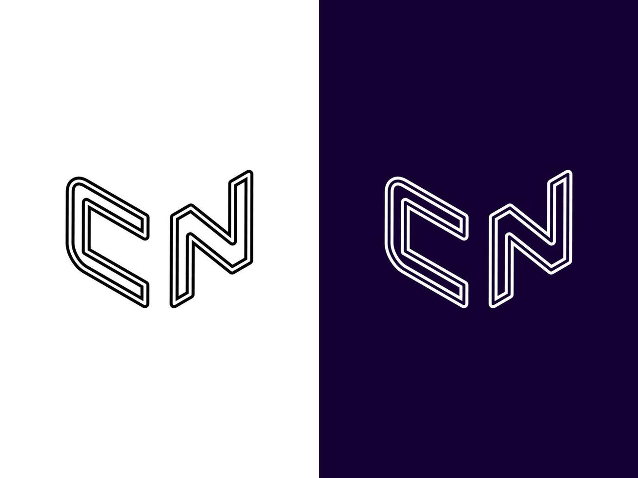 lettre initiale cn création de logo 3d minimaliste et moderne vecteur