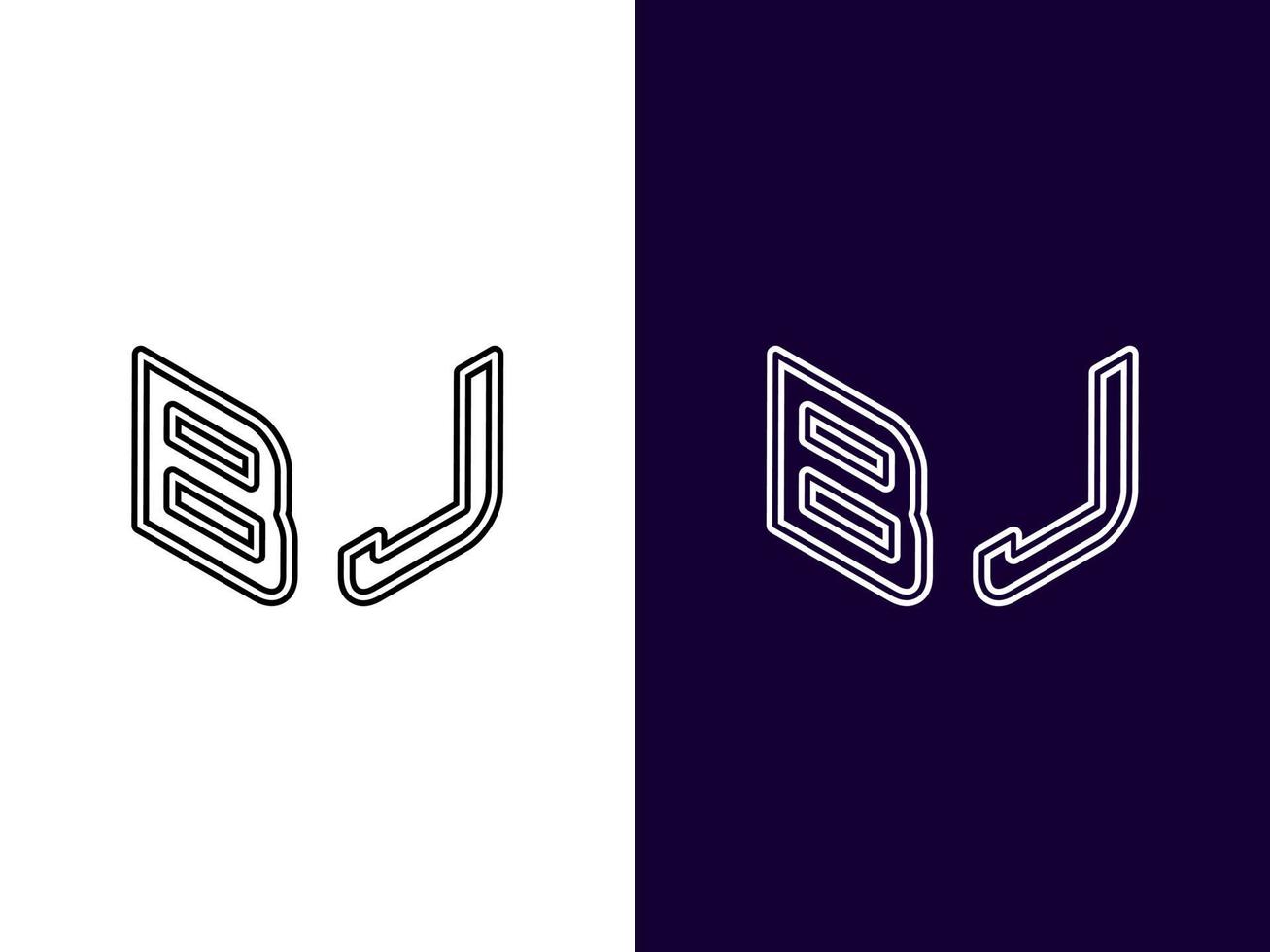 lettre initiale bj création de logo 3d minimaliste et moderne vecteur