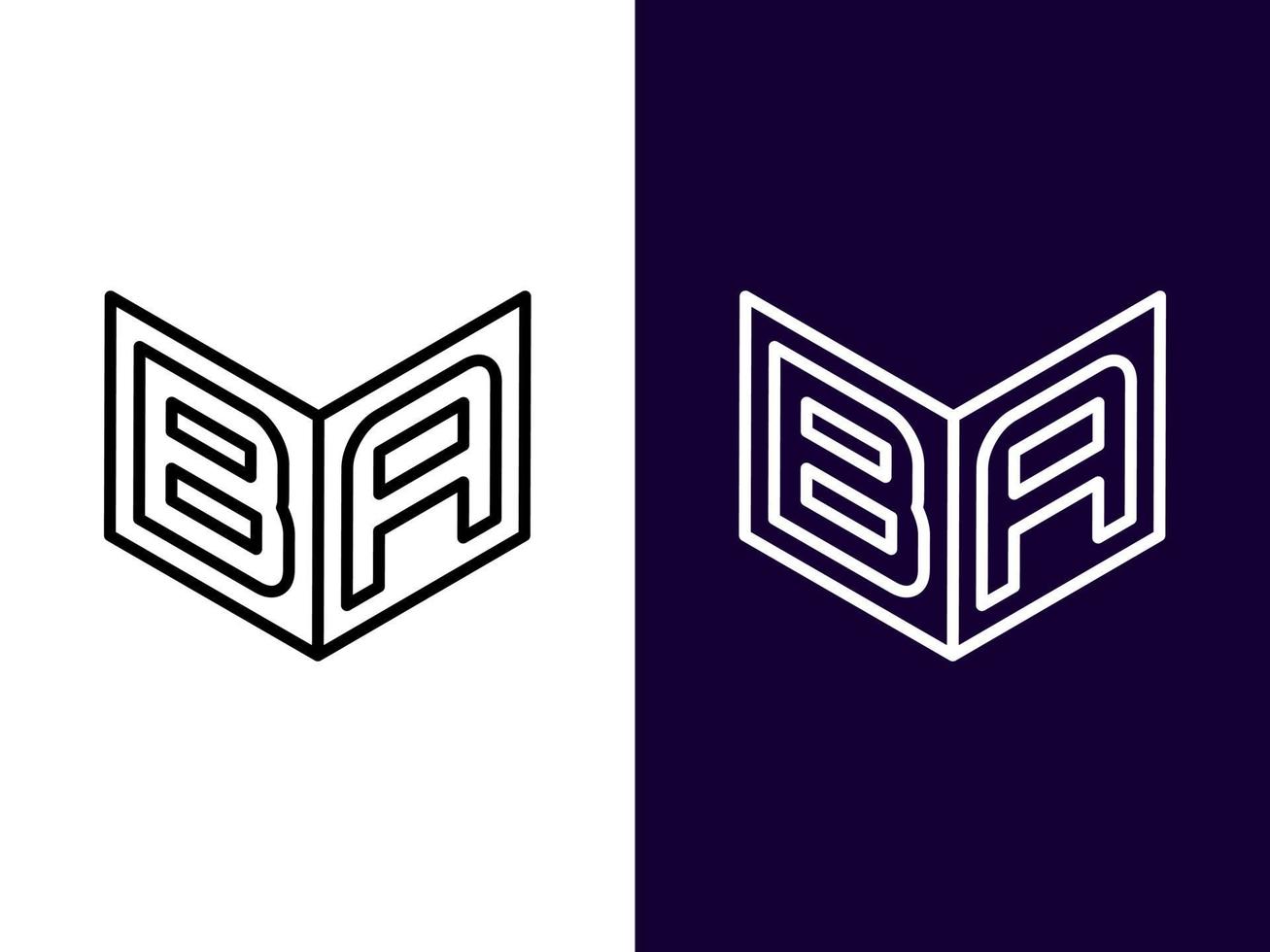 lettre initiale ba création de logo 3d minimaliste et moderne vecteur