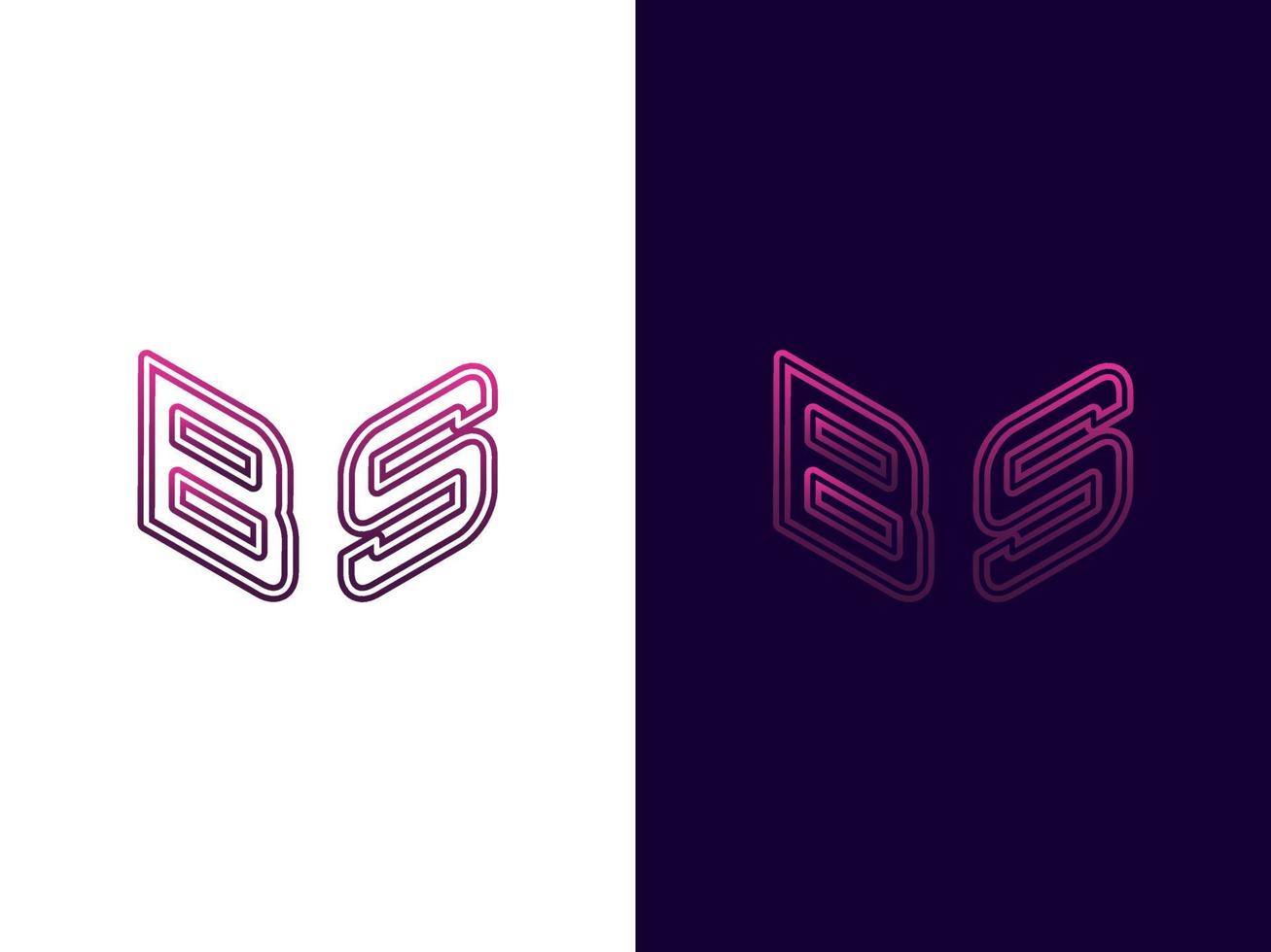 lettre initiale bs création de logo 3d minimaliste et moderne vecteur