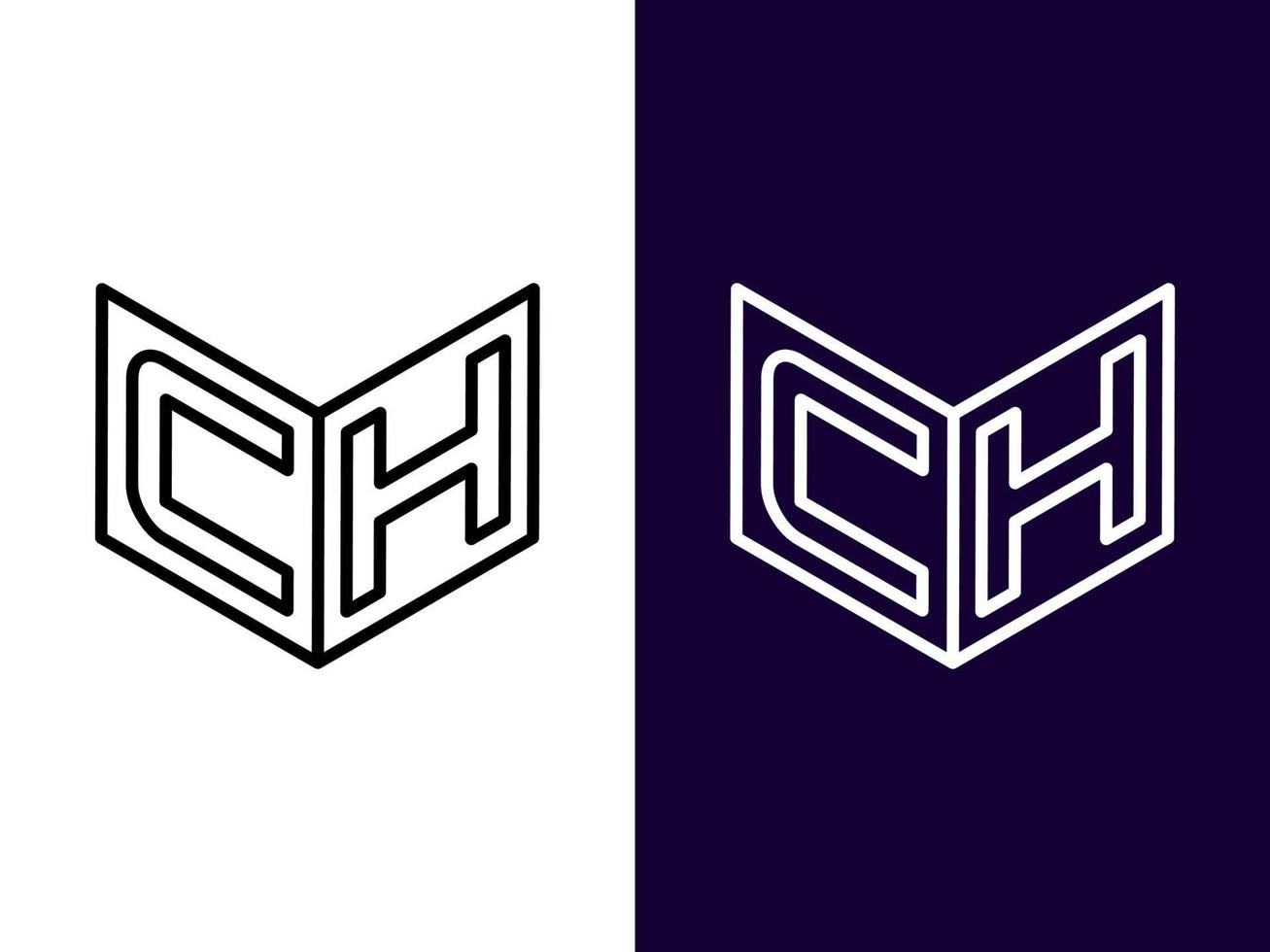 lettre initiale ch création de logo 3d minimaliste et moderne vecteur
