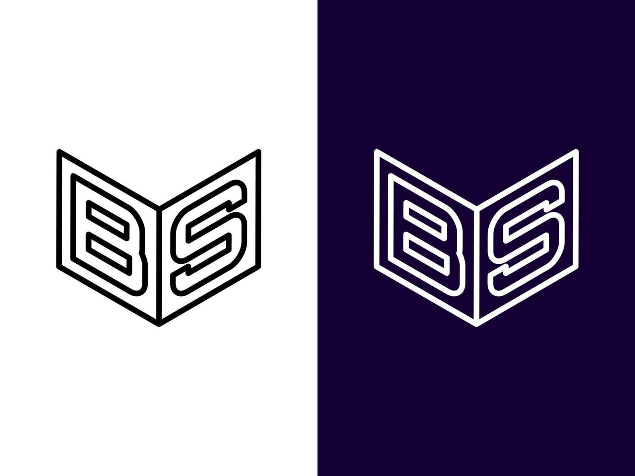 lettre initiale bs création de logo 3d minimaliste et moderne vecteur