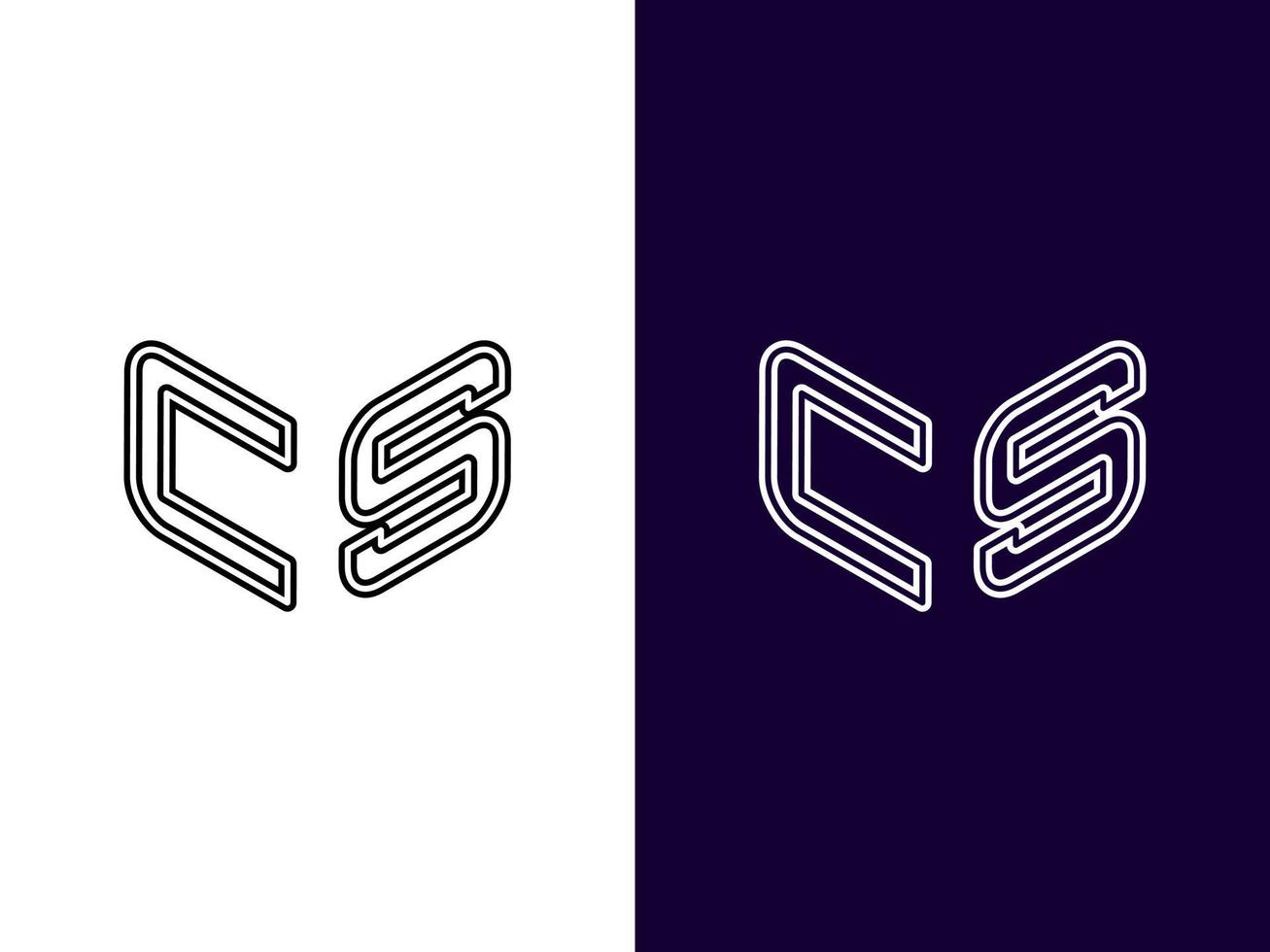 lettre initiale cs création de logo 3d minimaliste et moderne vecteur