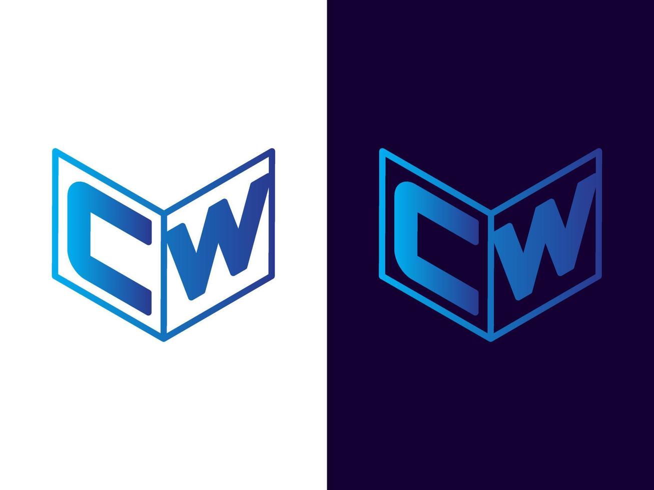 lettre initiale cw création de logo 3d minimaliste et moderne vecteur