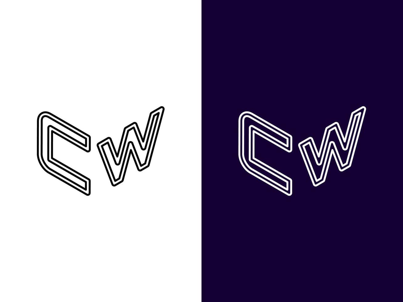 lettre initiale cw création de logo 3d minimaliste et moderne vecteur