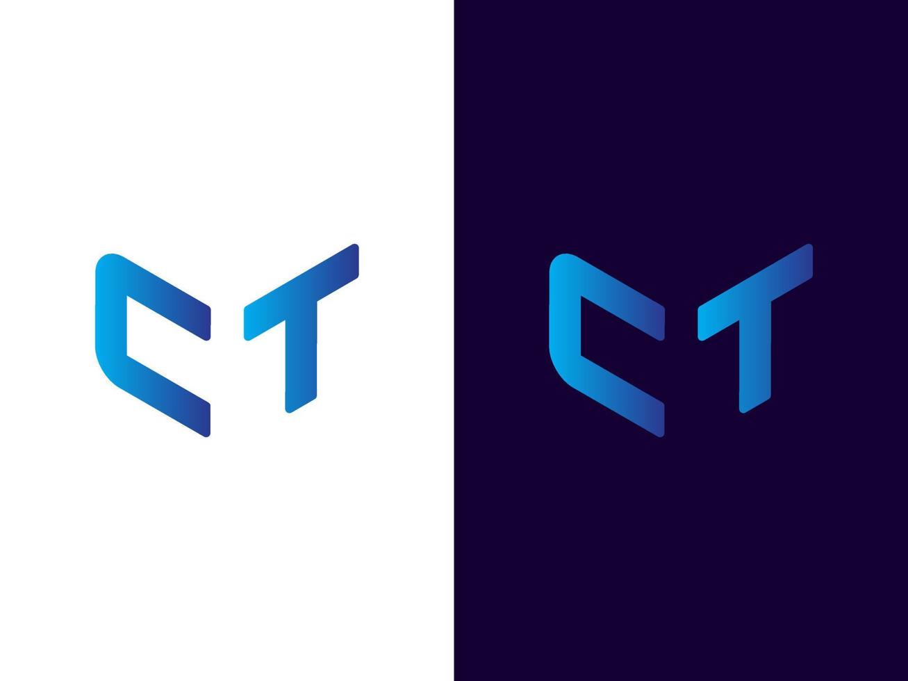 lettre initiale ct création de logo 3d minimaliste et moderne vecteur