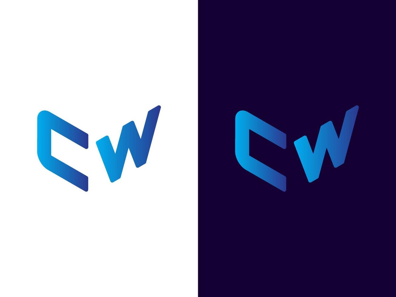 lettre initiale cw création de logo 3d minimaliste et moderne vecteur