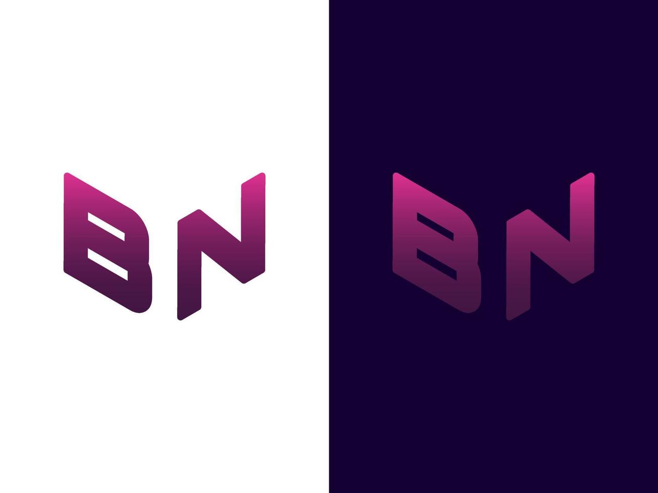 lettre initiale bn création de logo 3d minimaliste et moderne vecteur