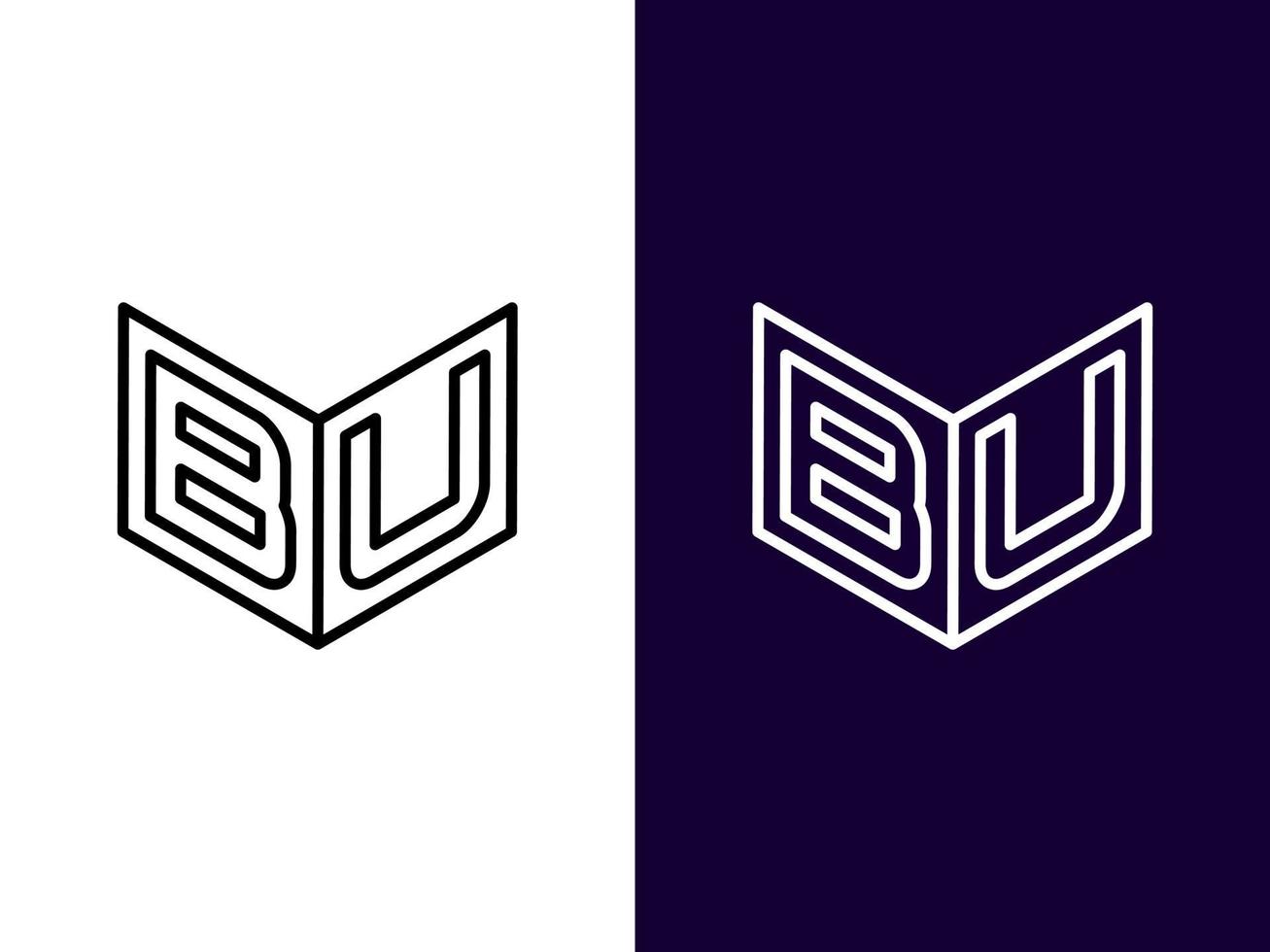lettre initiale bu création de logo 3d minimaliste et moderne vecteur