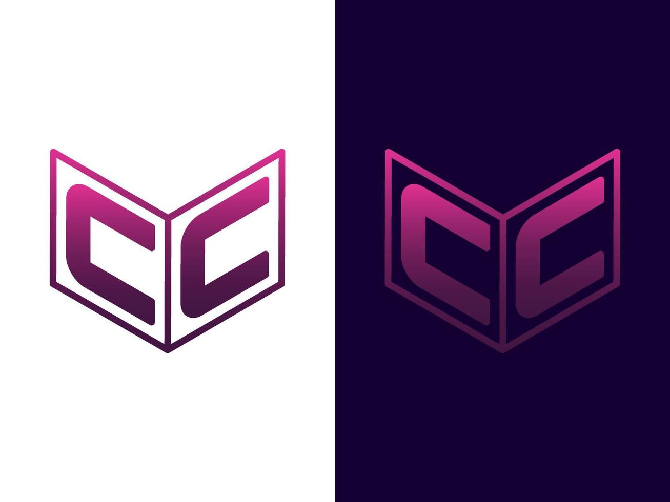 lettre initiale cc création de logo 3d minimaliste et moderne vecteur