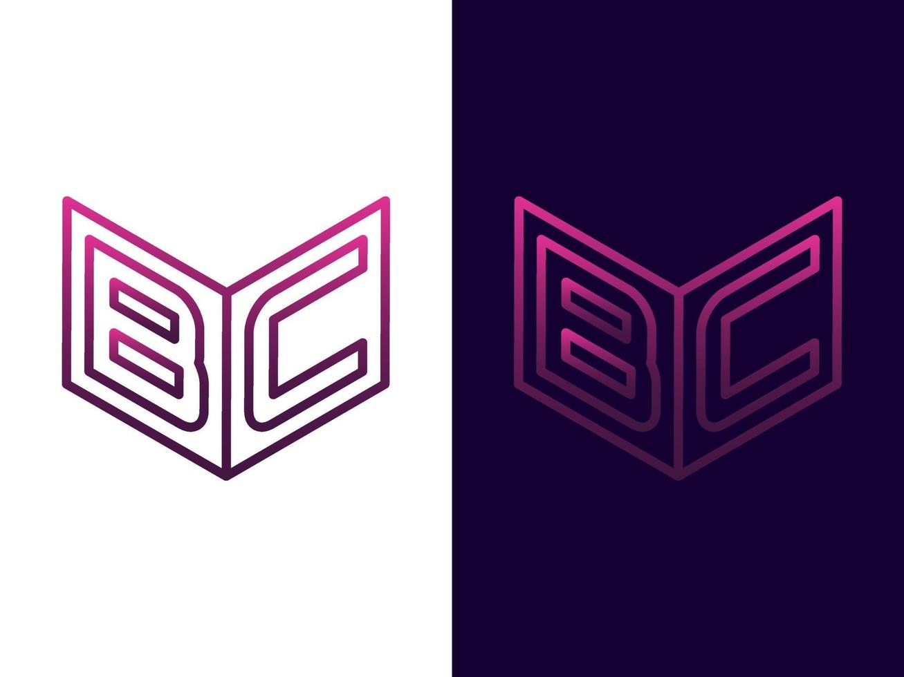 lettre initiale bc création de logo 3d minimaliste et moderne vecteur