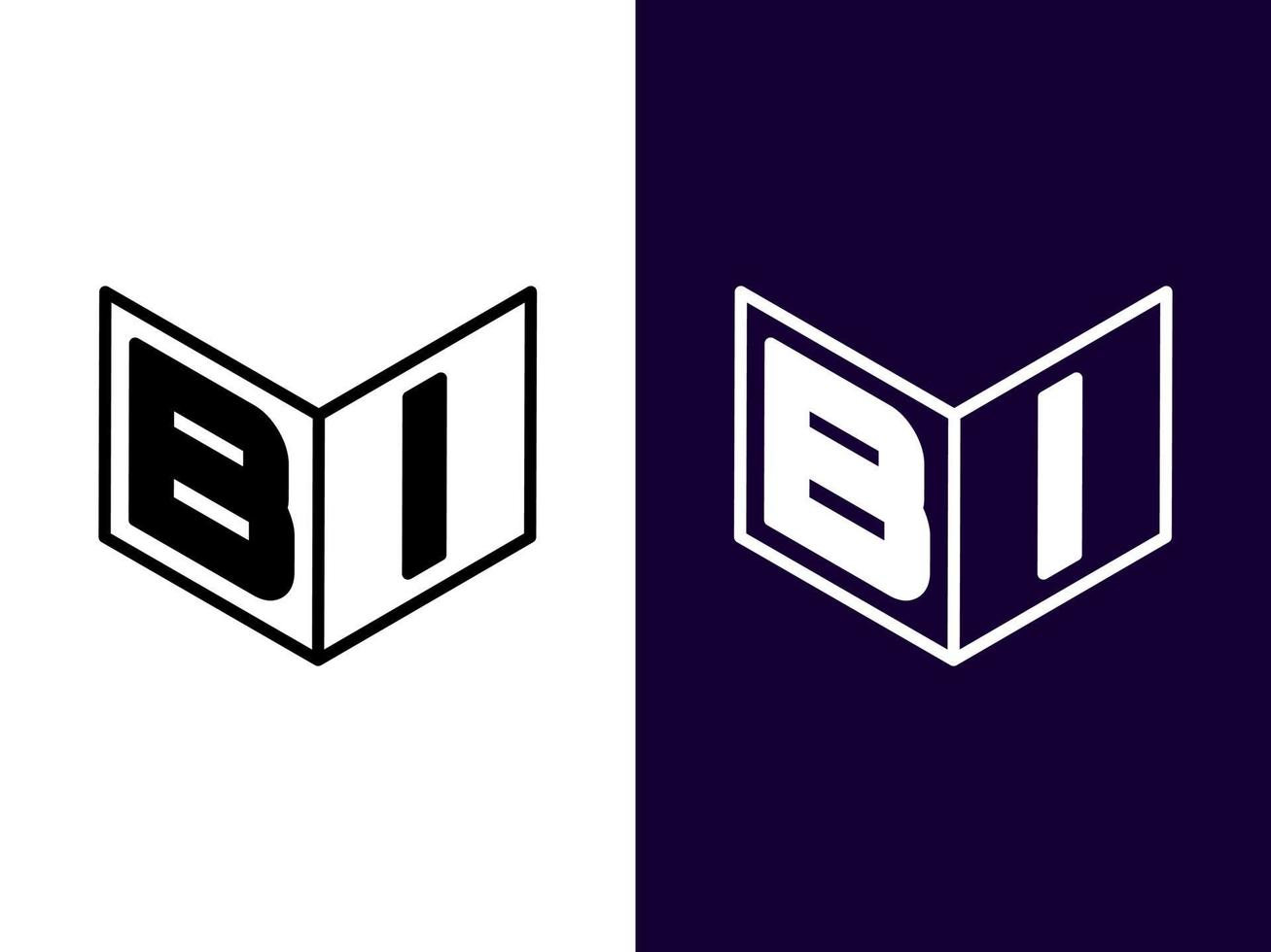 lettre initiale bi création de logo 3d minimaliste et moderne vecteur