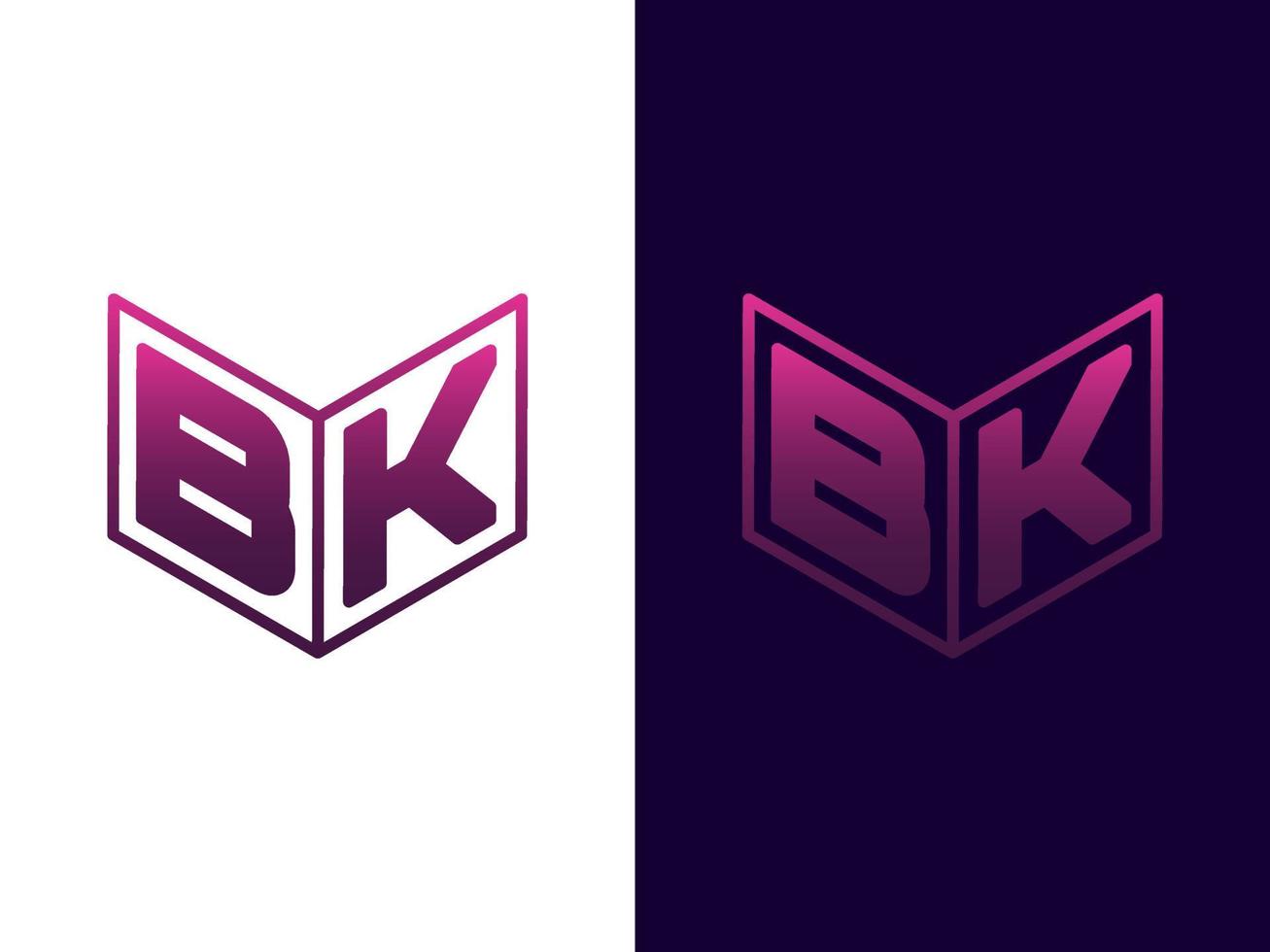 lettre initiale bk création de logo 3d minimaliste et moderne vecteur