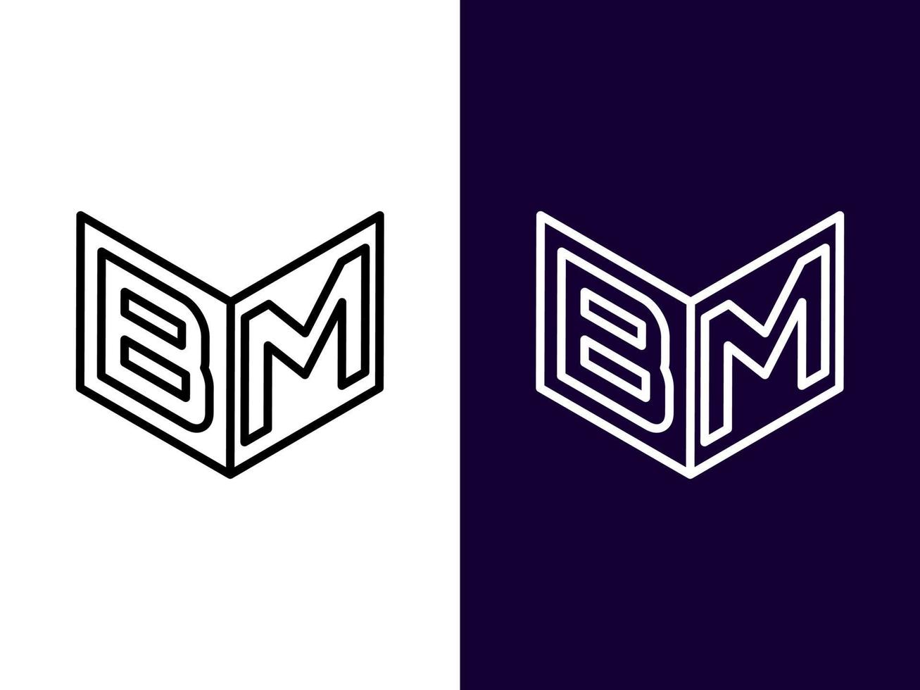 lettre initiale bm création de logo 3d minimaliste et moderne vecteur