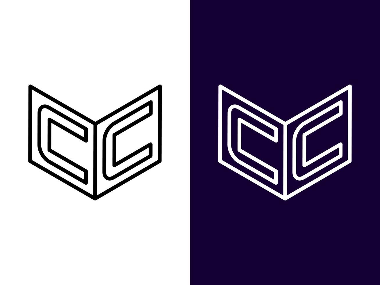 lettre initiale cc création de logo 3d minimaliste et moderne vecteur