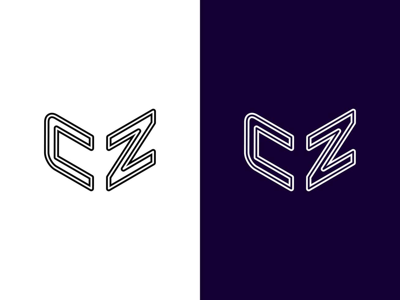 lettre initiale cz création de logo 3d minimaliste et moderne vecteur