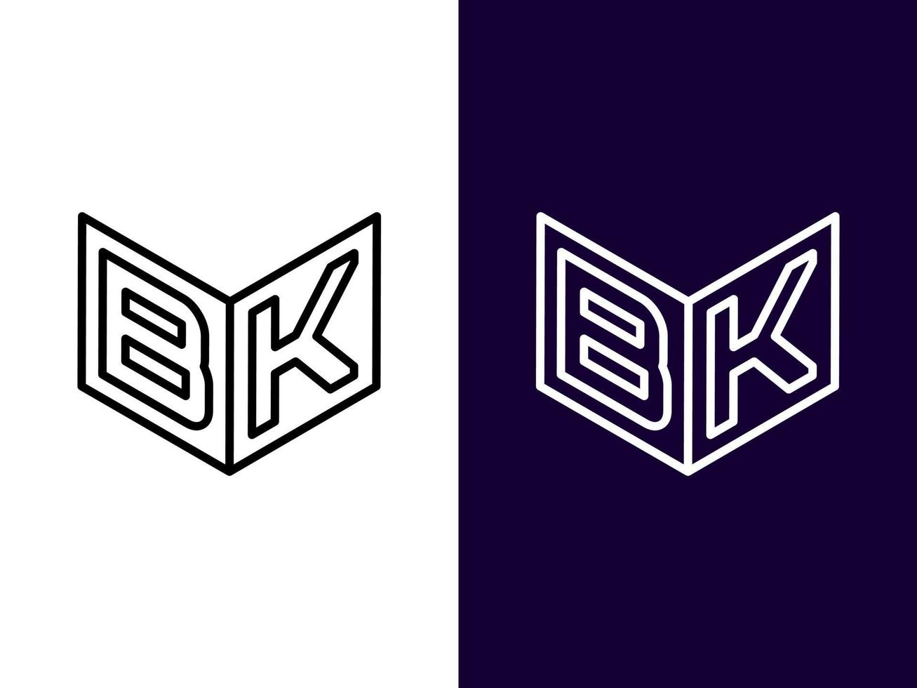 lettre initiale bk création de logo 3d minimaliste et moderne vecteur