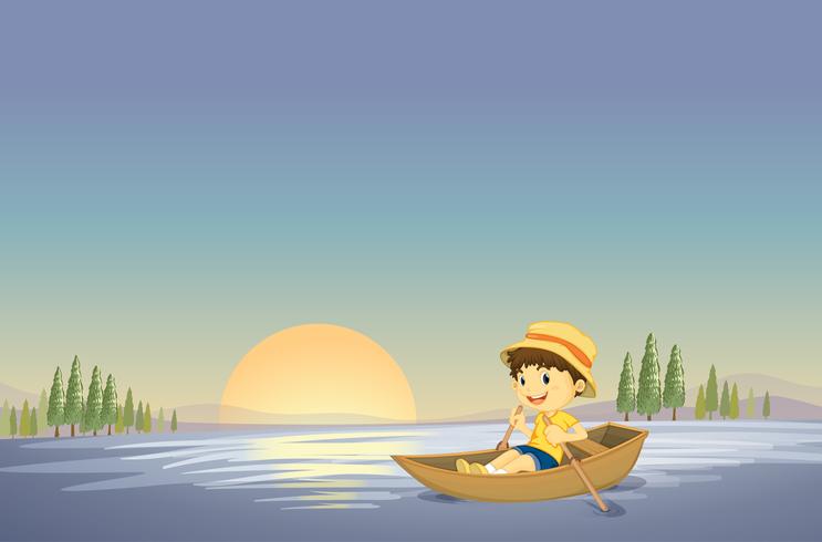 un garçon et un bateau vecteur
