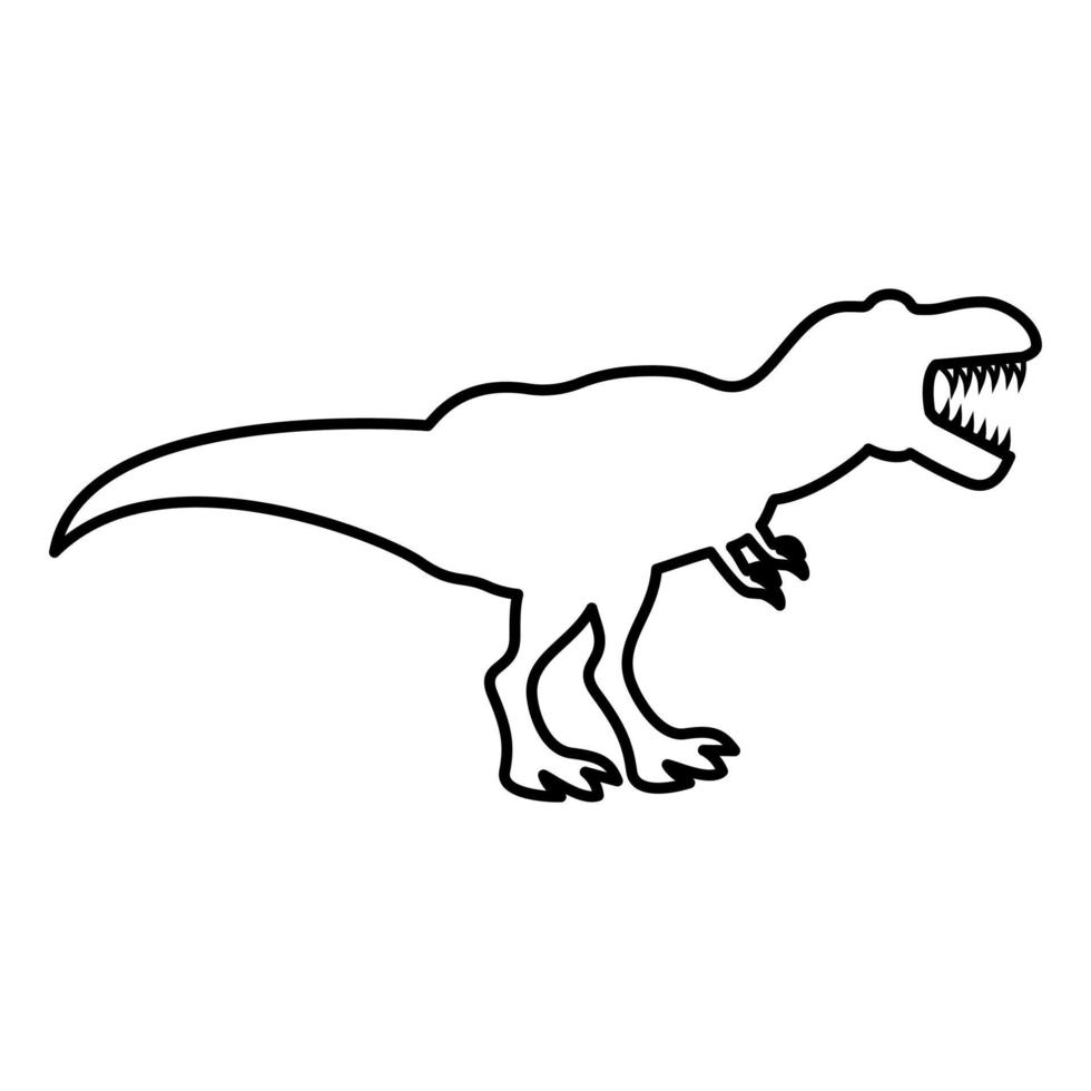 dinosaure tyrannosaure t rex icône illustration couleur noire style plat image simple vecteur