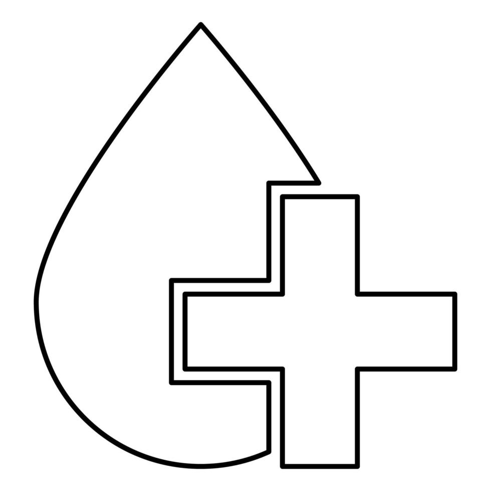 drop and cross icon noir couleur illustration style plat simple image vecteur