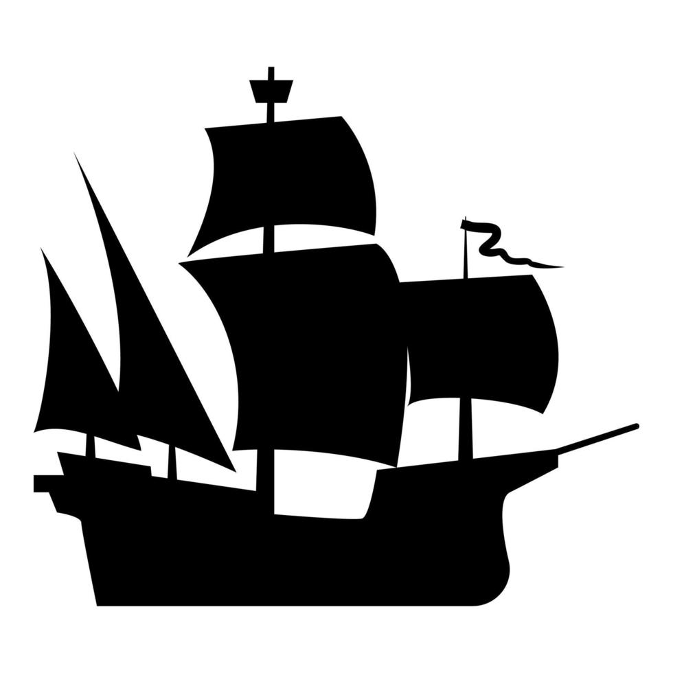 icône de navire médiéval illustration couleur noire style plat image simple vecteur