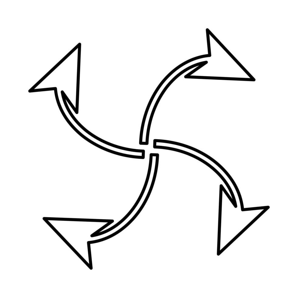 quatre flèches en boucle à partir de l'icône noire centrale. vecteur