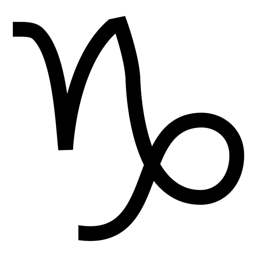 symbole du capricorne icône du zodiaque illustration couleur noire style plat image simple vecteur