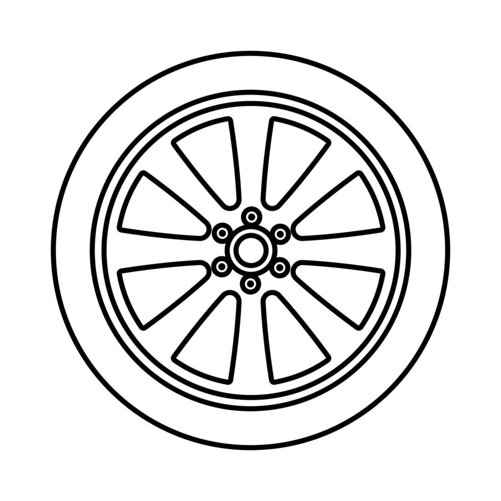 icône de couleur noire de roue de voiture. vecteur