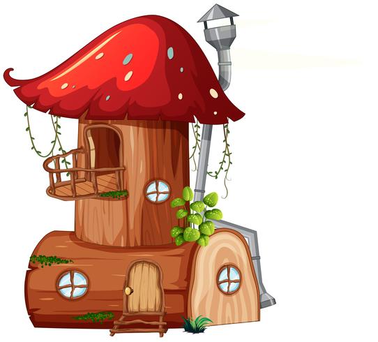 Une maison en bois aux champignons vecteur