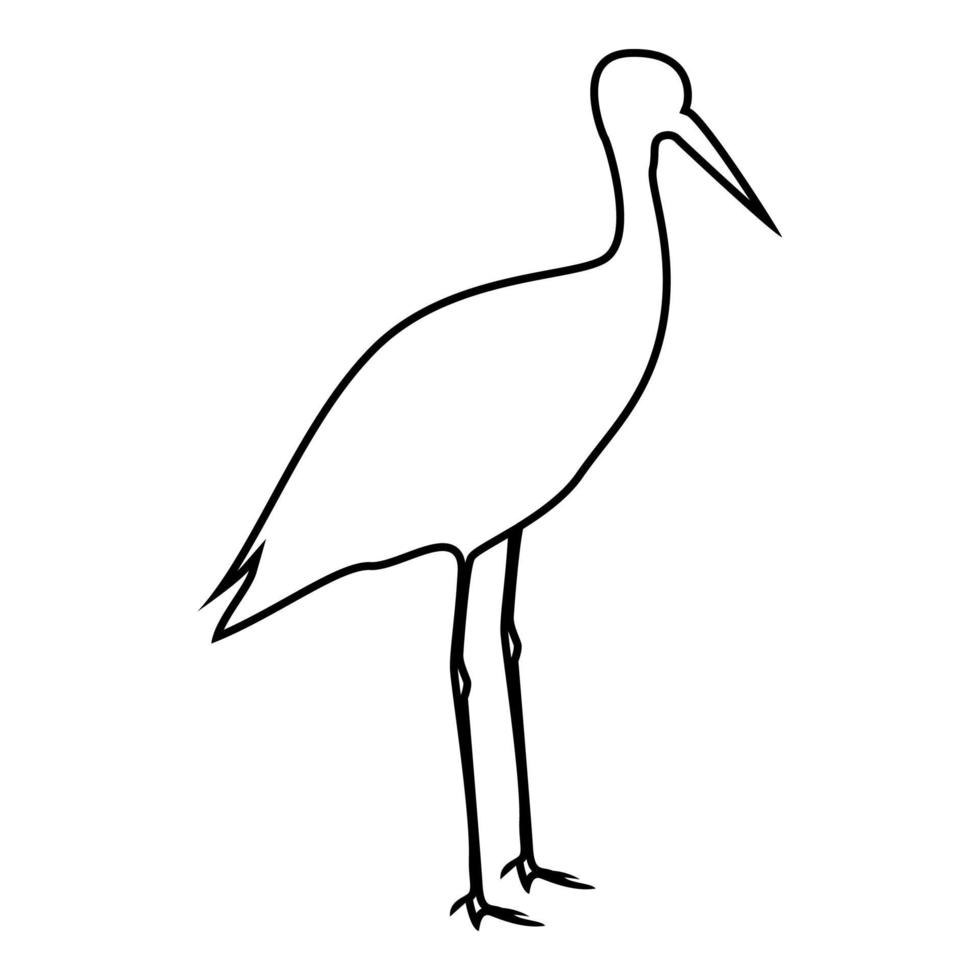 cigogne ciconia icône noir couleur illustration style plat simple image vecteur