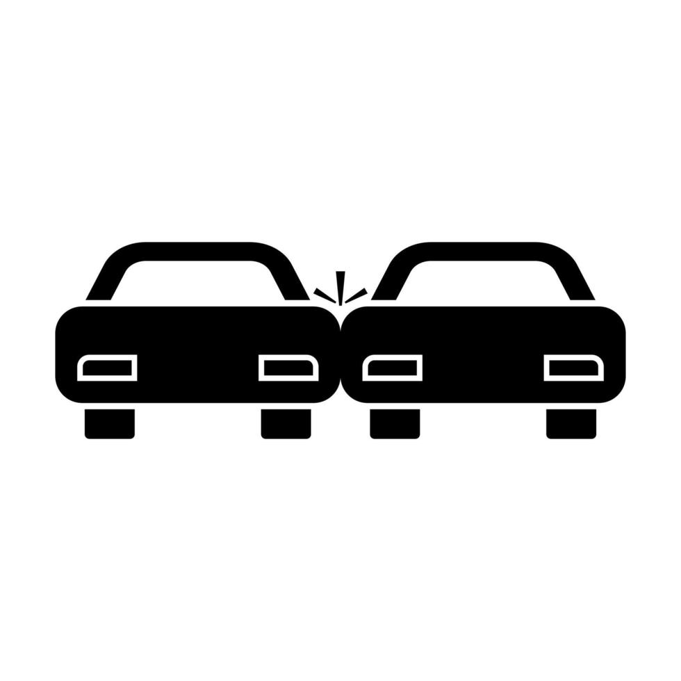 icône de couleur noire des voitures accidentées. vecteur