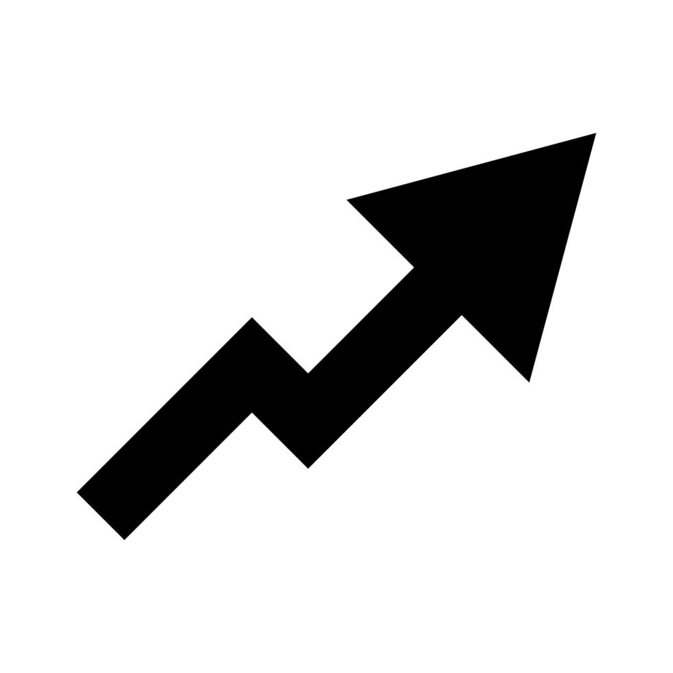 graphique de croissance avec flèche vers le haut de l'icône de couleur noire. vecteur