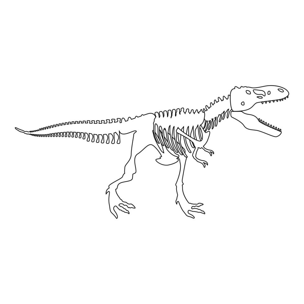 squelette de dinosaure t rex icône illustration couleur noire style plat image simple vecteur