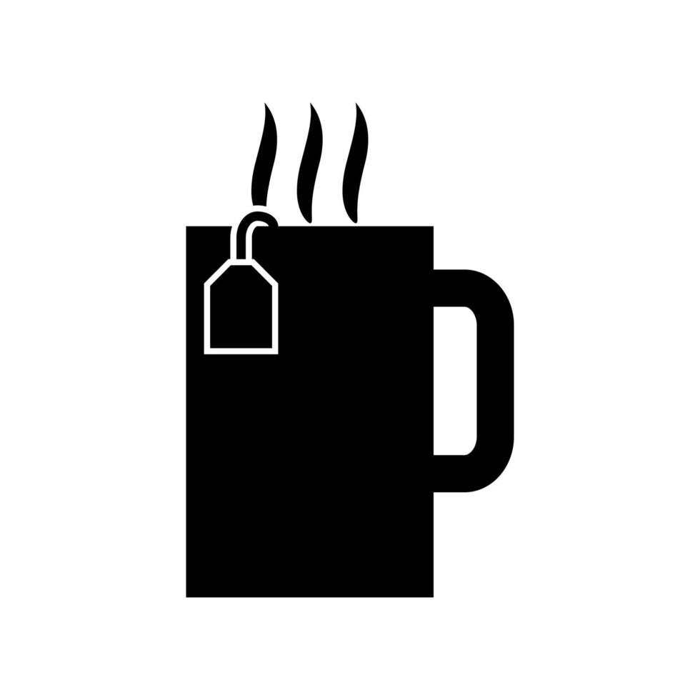 tasse avec du thé chaud c'est une icône noire. vecteur
