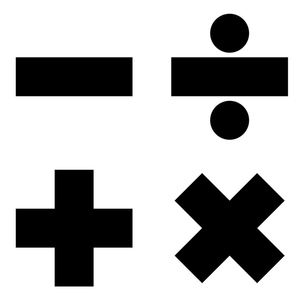 signes mathématiques icône illustration couleur noire style plat image simple vecteur