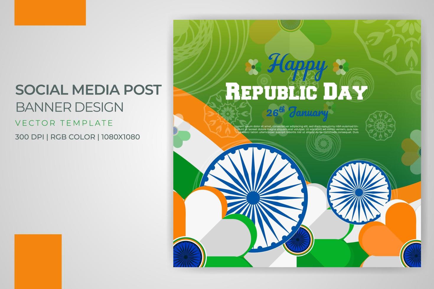 joyeux jour de la république indienne bannière de publication sur les médias sociaux téléchargement gratuit vecteur