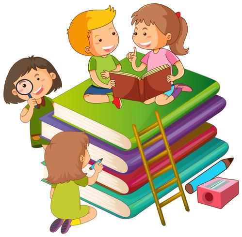 Enfants sur les livres vecteur