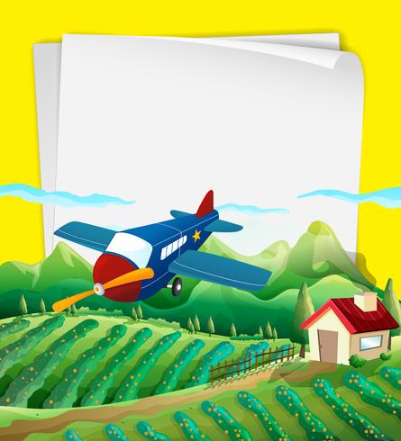 Conception de papier avec avion survolant le terrain vecteur