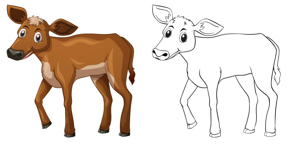 Contour d&#39;animaux pour petite vache vecteur